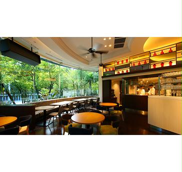 店内には64席ご用意。光と緑に包まれながら、ゆっくりとお過ごしください