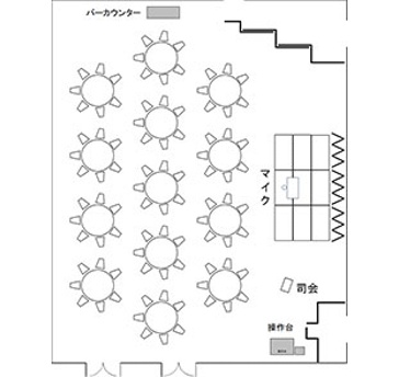 宴会スタイル（着席）
91名様の場合