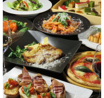【迷ったらコチラ】ピザ＋パスタ・メイン道産豚料理の全8品×2時間飲み放題付きプラン　5000円