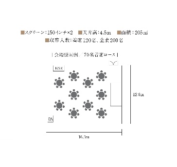 【会場使用例/70名着席コース】
