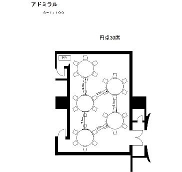 ソーシャルディスタンスレイアウト　円卓30席