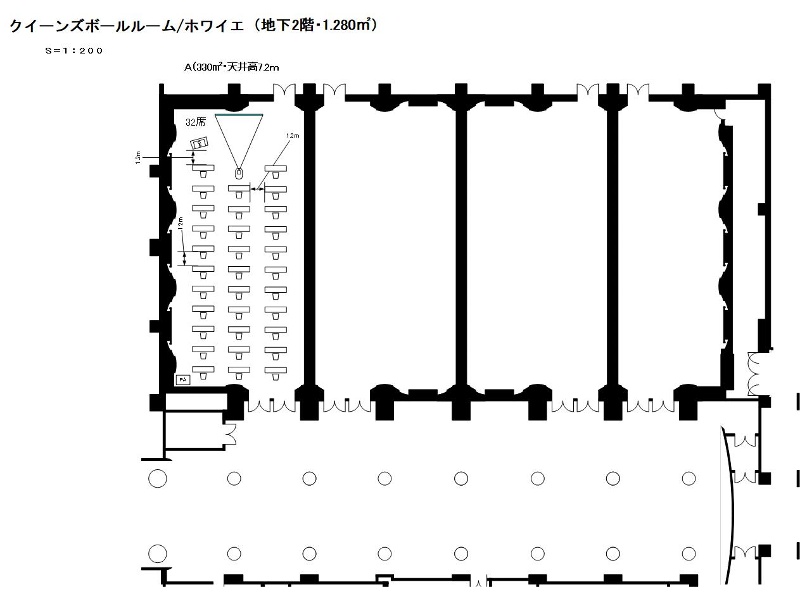 ソーシャルディスタンスレイアウト　スクール32席