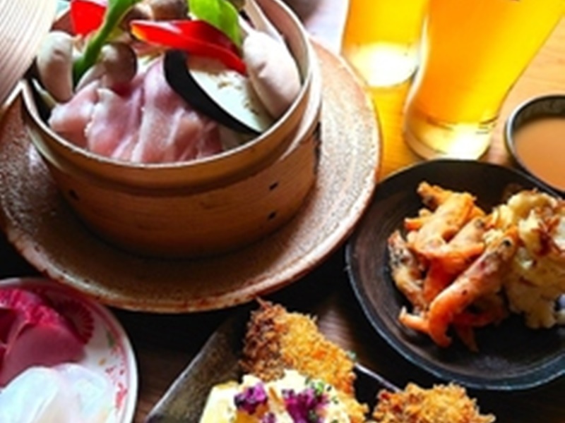 【宴会おすすめコース】惣菜4種・お刺身・せいろ蒸し・アジフライ含む全6品120分飲放付♪歓送迎会・同窓会などパーティーに最適！