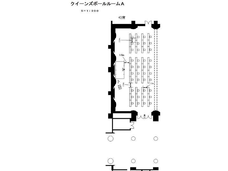 ソーシャルディスタンスレイアウト　スクール40席