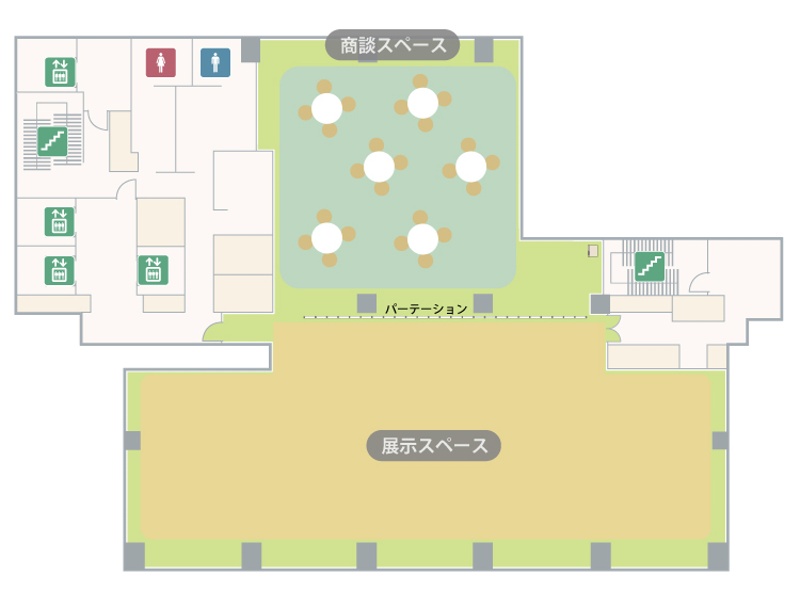 展示会+商談スペースのレイアウトイメージになります。