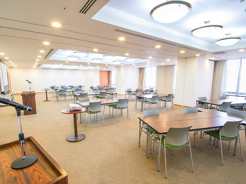 当会場の中で最も広い２００㎡の会場になります。最大シアター型で１２０名収容可能です。

企業説明会・講演会・研修会・会議 など様々な用途にご対応致します。
窓が大きく開放感がありアパレル展示会やイベントルームとしてのご利用にも最適です。また、ビル最上階にあり日当たり 眺めも良く最高のロケーション。
パーティー会場としても人気の会場となります。