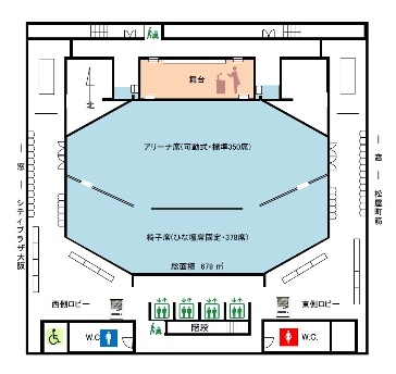 ７階のフロア図です。左右奥がスタッフスペースや控室に利用できます。