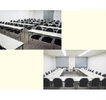 【会議室５号～６号（３Ｆ）】
（面積）各60㎡(18坪）
（収容人数）スクール45名、ロの型30名
