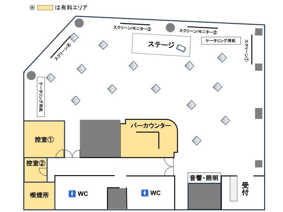 立食形式レイアウト例
※レイアウト変更は別途料金がかかります