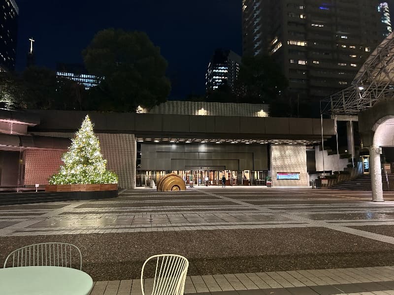 目の前にはサントリーホールとアーク・カラヤン広場
クリスマスシーズンには大きなツリーも