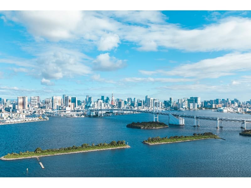 眺望（イメージ）
「虹」、「光」の会場からは、東京湾、東京タワー、レインボーブリッジなど東京を代表する景色をご覧いただけます。