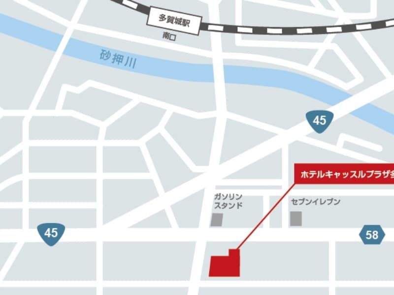 ・仙石線 多賀城駅より徒歩7分
・仙台港北ICから約３分、仙台港フェリーターミナルから５分、仙台空港より２０分