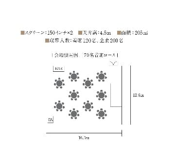 【会場使用例/70名着席コース】