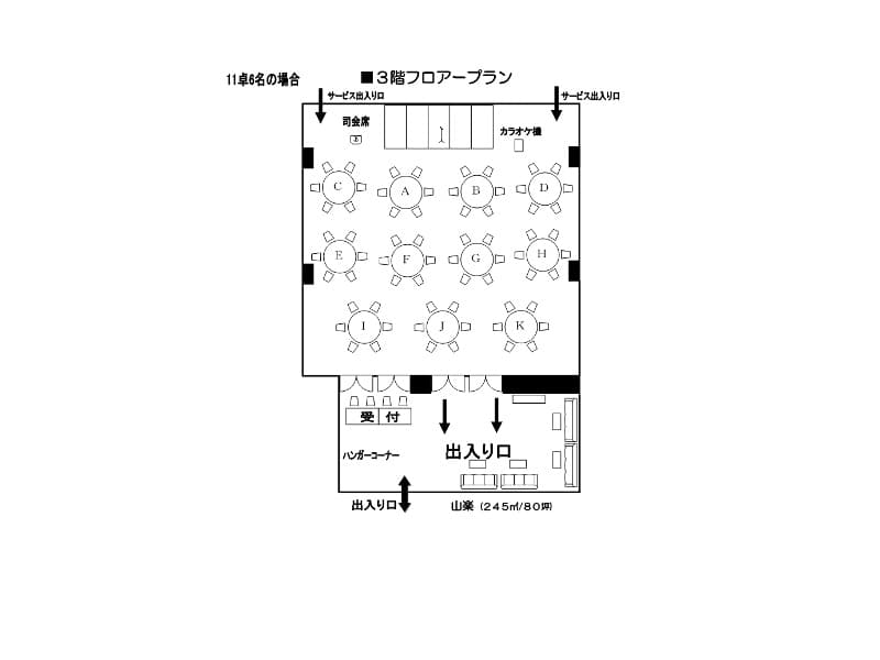会場レイアウト　3階山楽の間(245㎡）