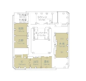 同フロアには、「加茂」のほか、大和・竜田・吉野・貴船・桂の宴会場がございます。
