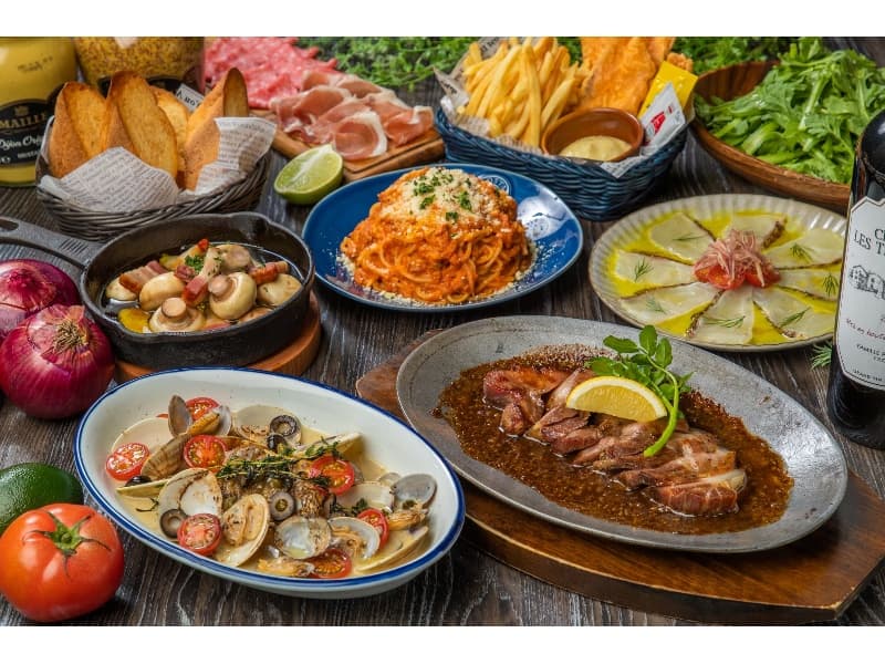 肉料理やパスタが味わえるコース