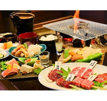 【基本】迷ったらこれ！囲炉裏で能登牛・ジビエ・地物有機野菜など旬の食材をジュワっと炭火焼き♪人気NO1炉端焼きプラン