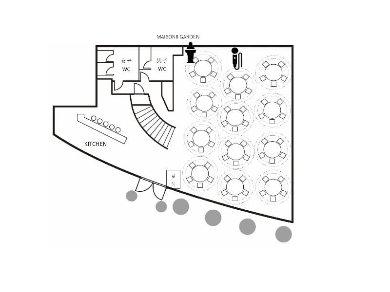1階gardenレイアウト図（60名）