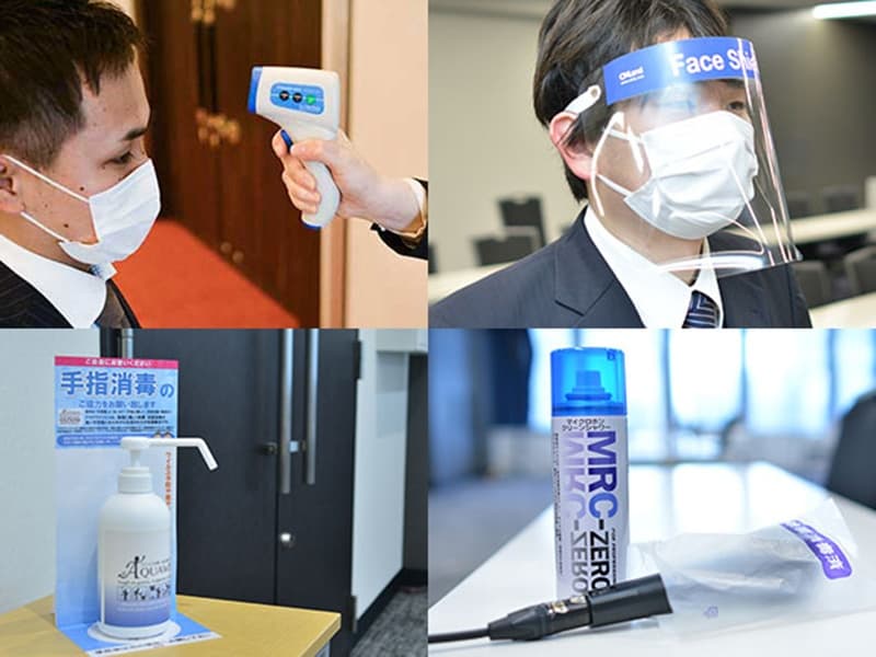 TKPの新型コロナウイルス対策。会議室、バンケットスペースにプラズマクラスター加湿空気清浄機と手指消毒剤の設置、マイクの除菌を徹底しております。