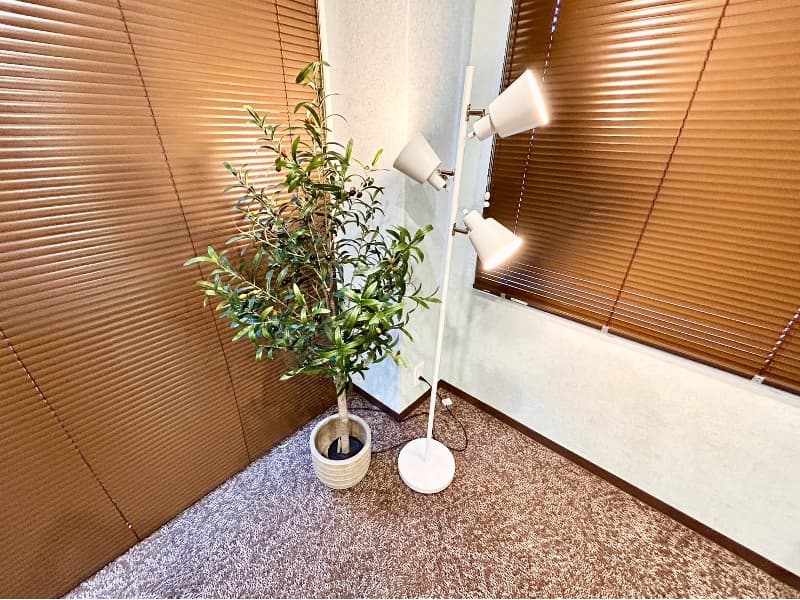 室内には間接照明をご用意しています。コンセントを差すだけなので、お好きな場所に移動出来ます♪※要原状復帰