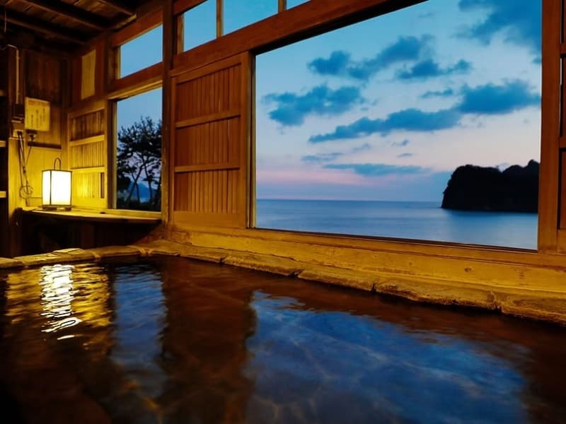 貸切風呂で絶景を独り占め