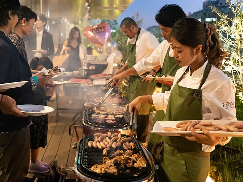 レセプションパーティ　ＢＢＱ風景