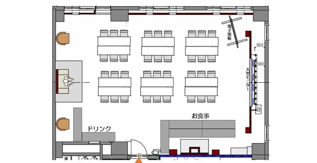レイアウト事例⑥王宮の魔法学校【パーティー：着席6島（～36席）】