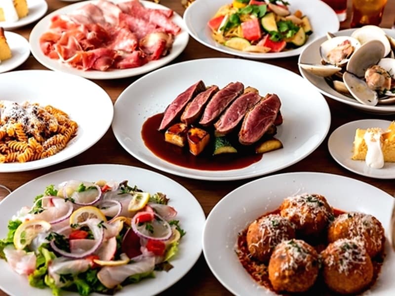 大皿料理一例。