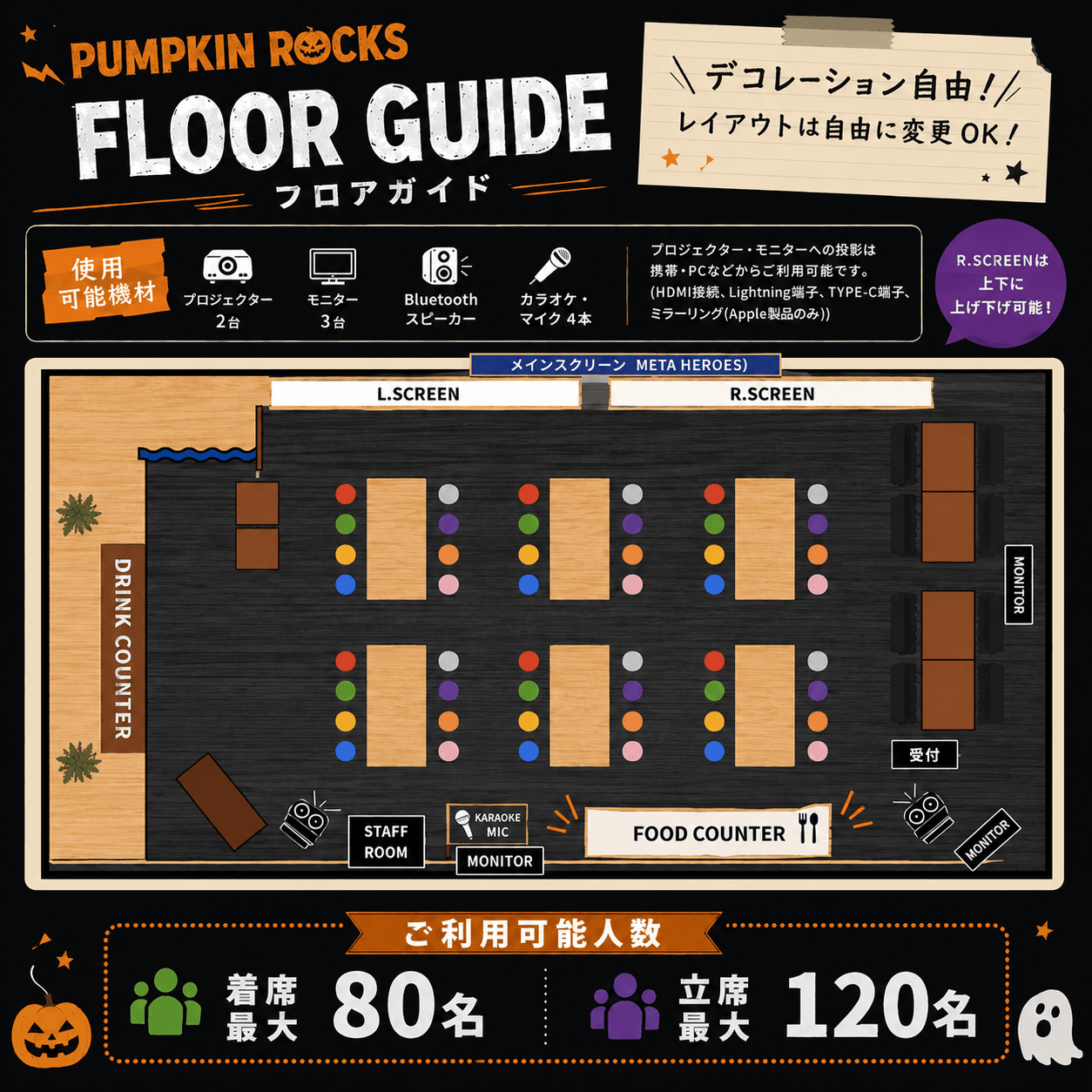 【会場】
レイアウトはご自由に変更いただけます。