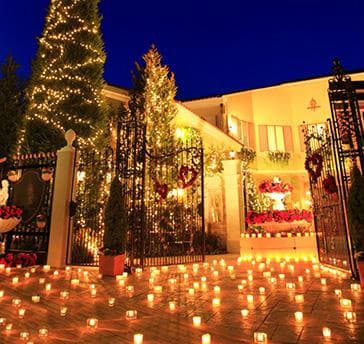 夜には無数のイルミネーションが灯り、幻想的な中、優雅な時間をお過ごし頂けます。
夏のビアガーデンもとてもロマンチックです。
