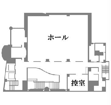 フェニックスホールレイアウト。控室の利用も可能です。