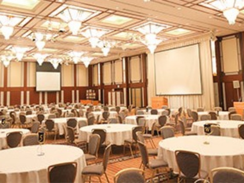 【会場:エメラルド】
ウッディな壁は木立ちを表現した大宴会場は500名まで収容可能