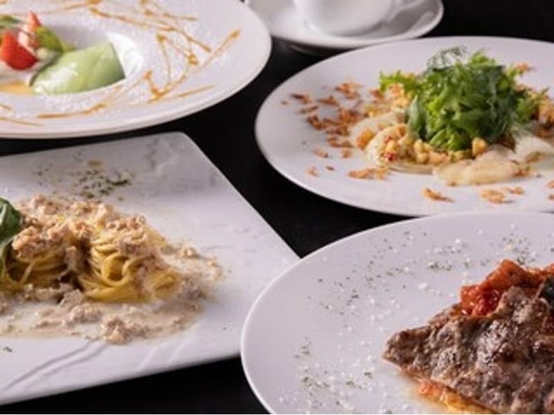 【ランチコース】~メインが肉料理~ 真鯛のカルパッチョ・季節のパスタ・豚肩ロースのグリル・自家製ティラミスなど全4品