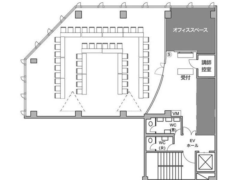 【見取り図】
コの字形式最大42名収容