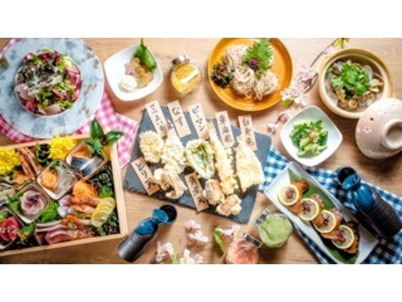 『旬の天ぷらと鮪を楽しむコース！』
天ぷら５種、鮪３種盛り、鮪頰肉の塩焼きなど、2H飲み放題＋料理11品