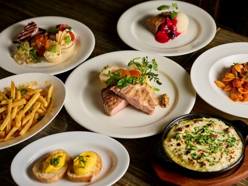 ☆新年会、各種宴会にお薦め☆　■grigioコース2時間飲み放題■定番の前菜や季節のメニュー、茶美豚肩ロース、パスタなど充実の全7皿９品