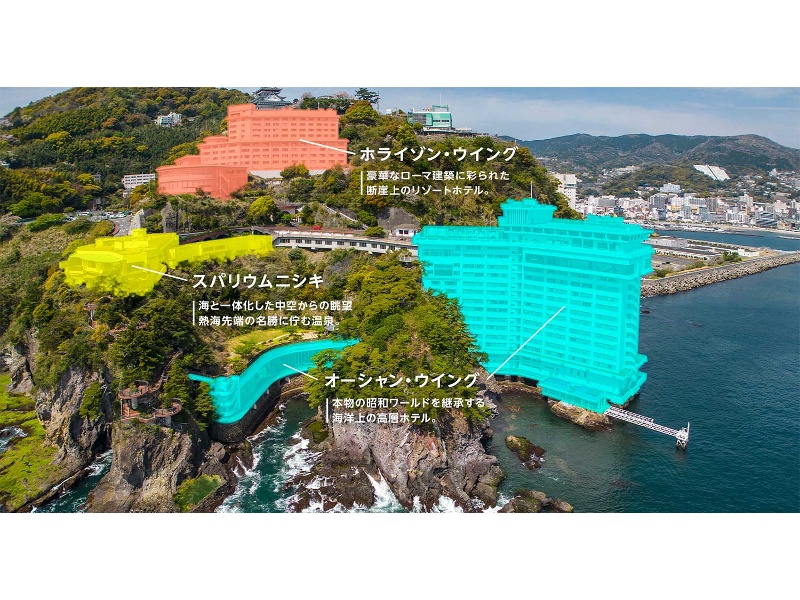 断崖上に広がるスケール感あるリゾート施設として、宿泊・会議・懇親会・温泉をワンストップでご利用いただけます。
複数棟構成により、用途に応じたゾーニングがしやすい点も特徴です。