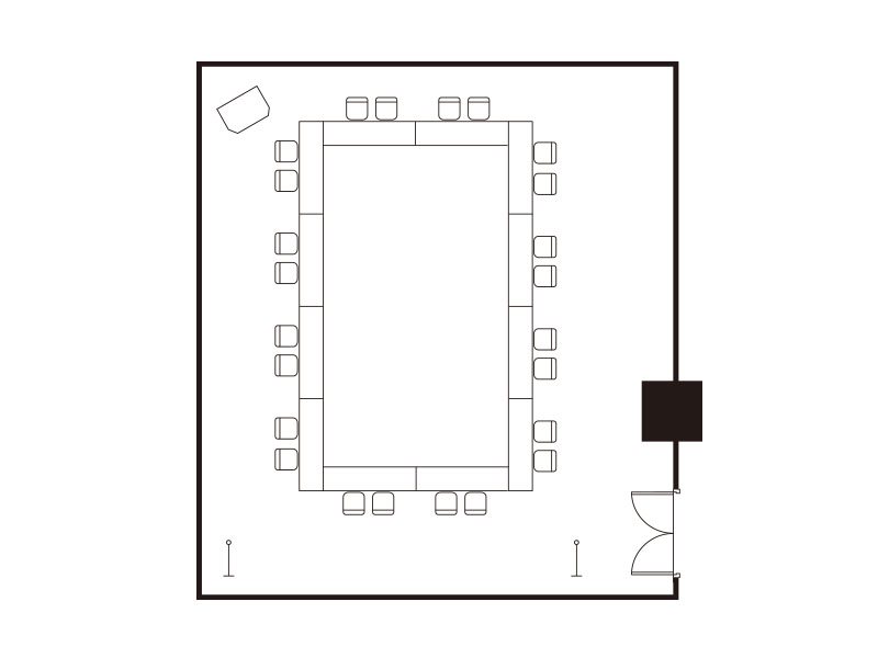 セミナールーム／ロの字スタイル 24席
