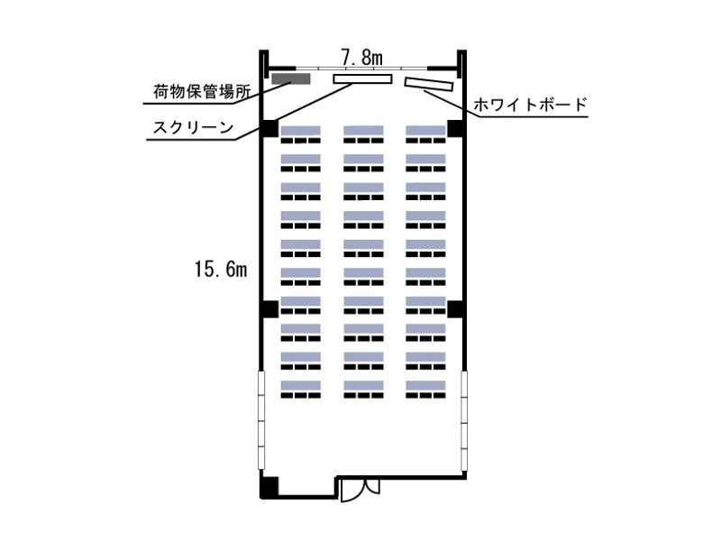 四ツ橋・近商ビル6A　スクール形式20～90名（36.7坪 / 121.3㎡）