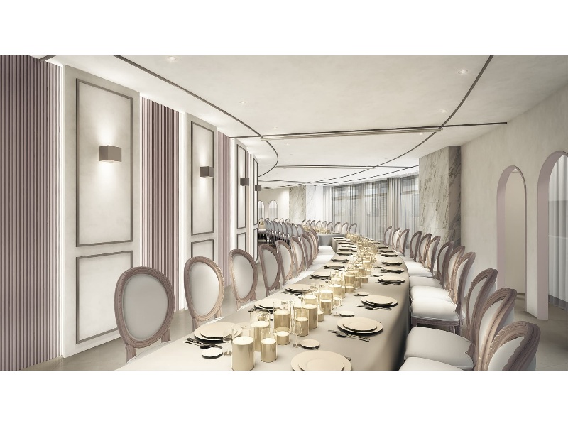 3Fバンケット【総会・懇親会レイアウト】着席～83名。表彰式や周年記念パーティーに。横浜港を望む開放的な空間です。6月末までに実施でリニューアルOPEN特典をご用意しています！詳細はお気軽にお問い合わせください。