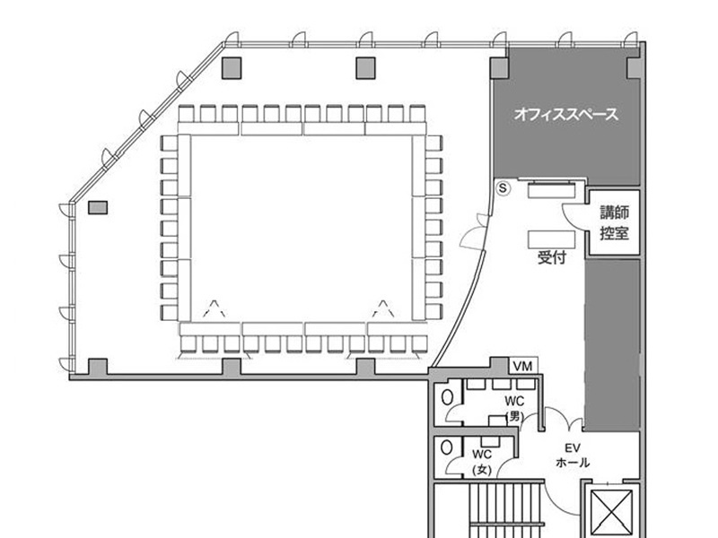 【見取り図】
ロの字形式最大42名収容