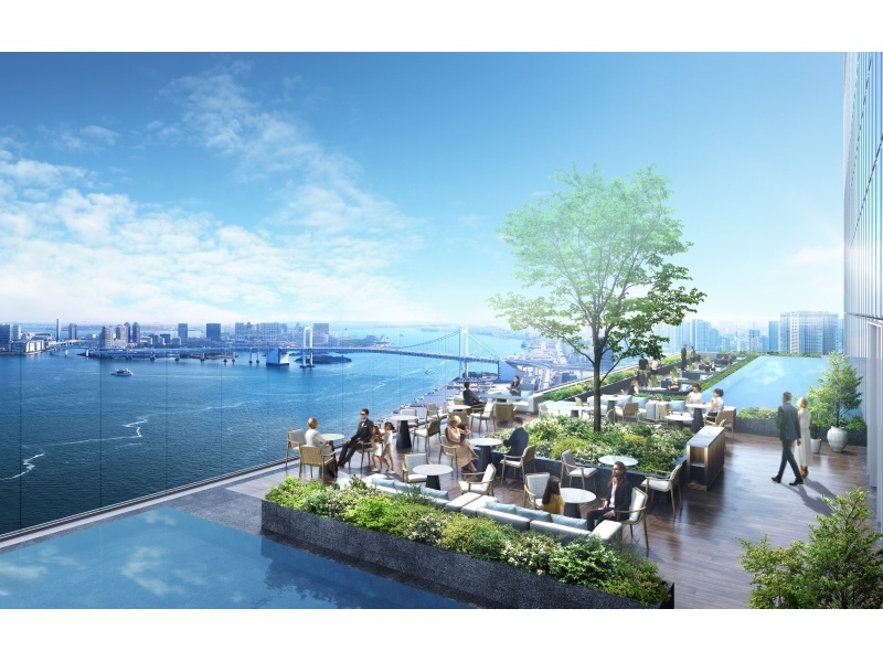 「Vue Mer」は、フランスと日本、それぞれのラウンジ文化が美しく融合し、東京湾を望む屋外テラスを備えた特別な空間。シグネチャーのアフタヌーンティーでは、フレンチと和、2つのテーマが織りなす優雅なティータイムをご堪能いただけます