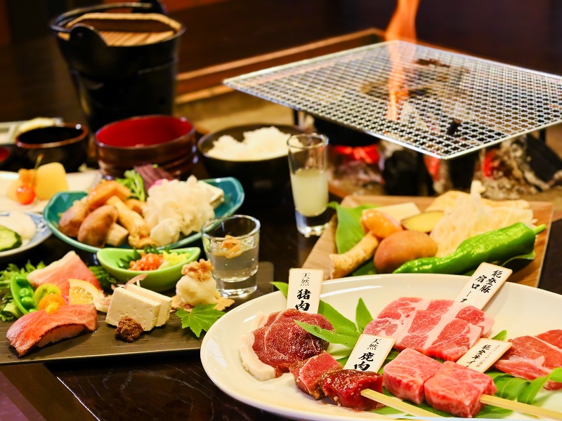 【基本】迷ったらこれ！囲炉裏で能登牛・ジビエ・地物有機野菜など旬の食材をジュワっと炭火焼き♪人気NO1炉端焼きプラン
