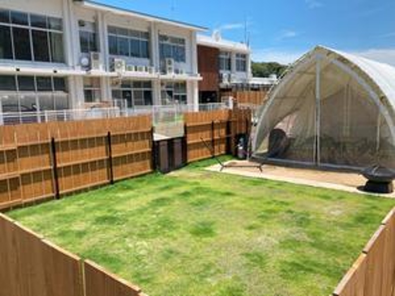 緑の芝生が気持ちいいドッグランエリア