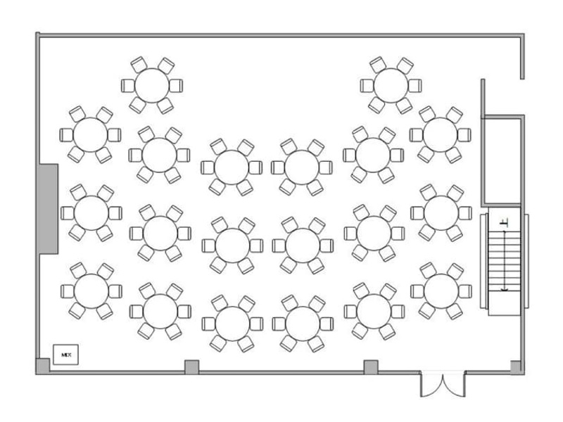 「エル・パッシー」正餐120名（最大人数レイアウト）