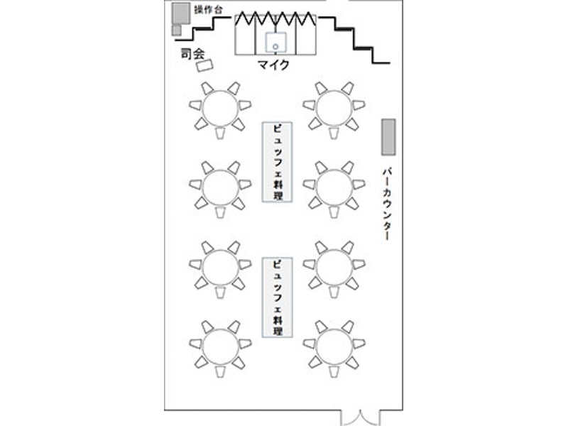 宴会スタイル（ビュッフェ）
56名様の場合