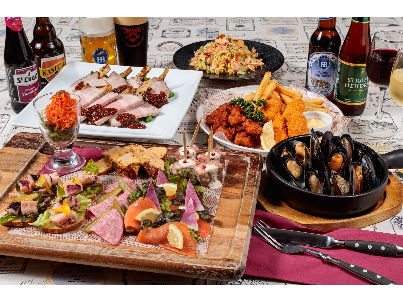 歓送迎会向き【スプリングコース】春を感じる食材をたっぷり使用したビールにベストマッチな料理が全6皿！プレミアム樽生ビール5種含む他ドリンク30種飲み放題付きプラン