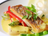 コースのお魚料理のイメージです。外はパリッと、中はふわっと、絶妙な火加減により素材を活かし、食感もお楽しみ頂けます。